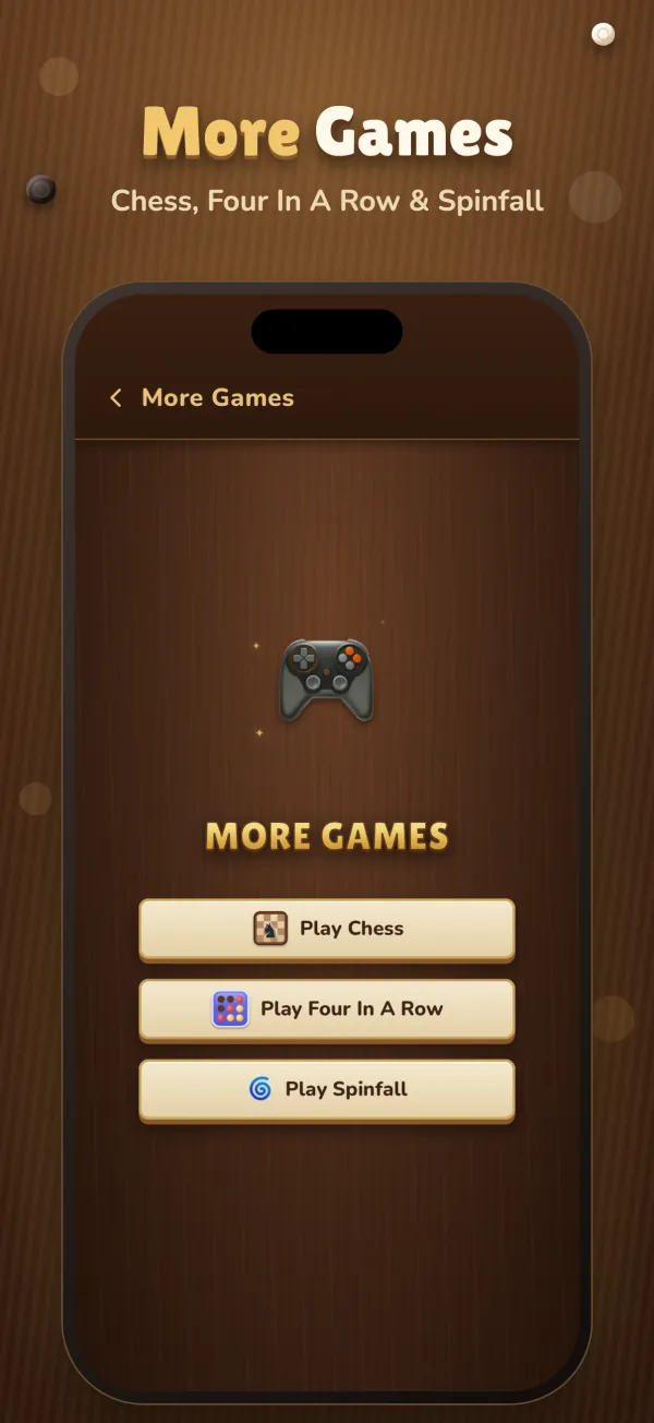 More Games: Chess, Four In A Row and Spinfall in the same app