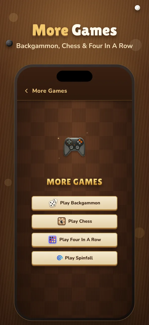 More Games: Backgammon, Chess, Four In A Row and Spinfall in the same app